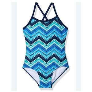 NWT Kanu Surf Kids Swim Zigzag Patterned Swimsuit Blue, size 4